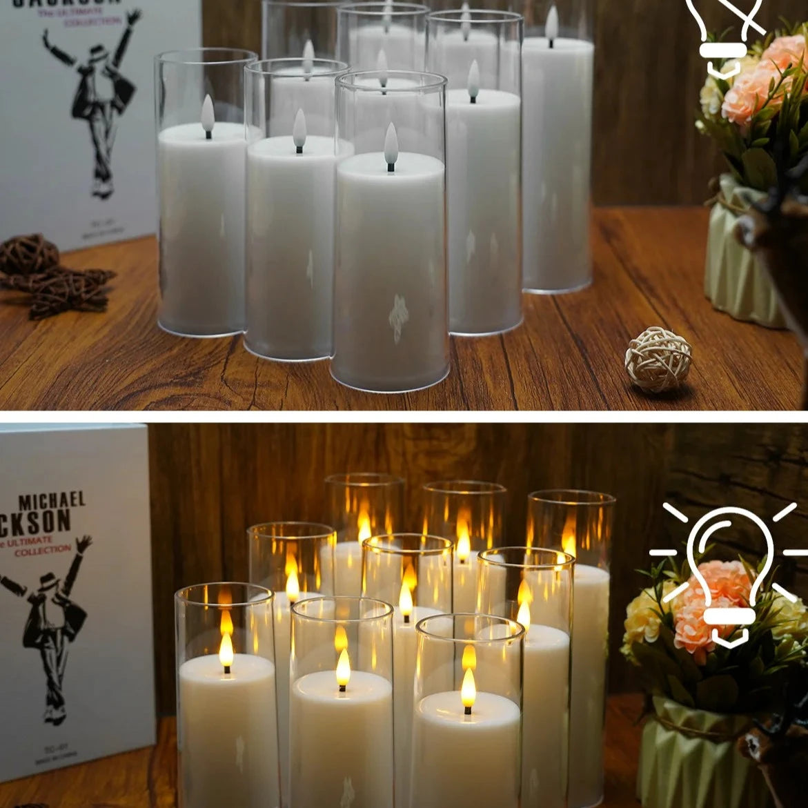 Flameless Acrylic LED Candle 9-Piece Set