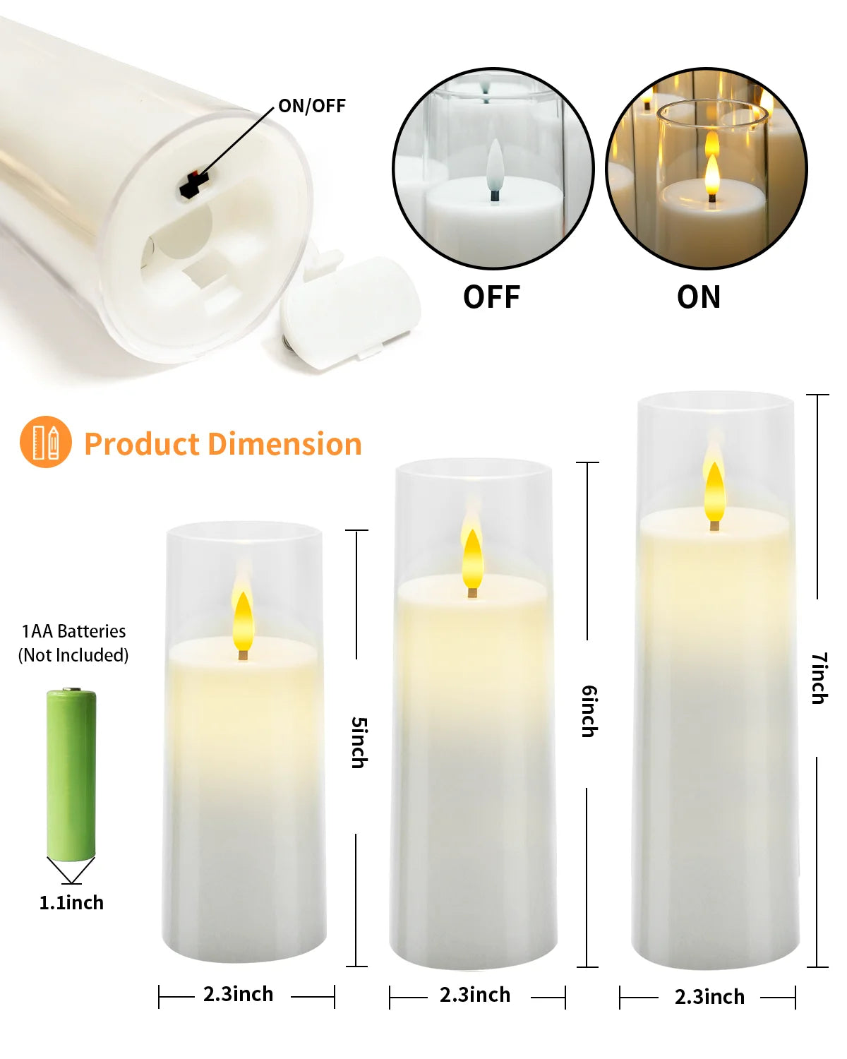 Flameless Acrylic LED Candle 9-Piece Set