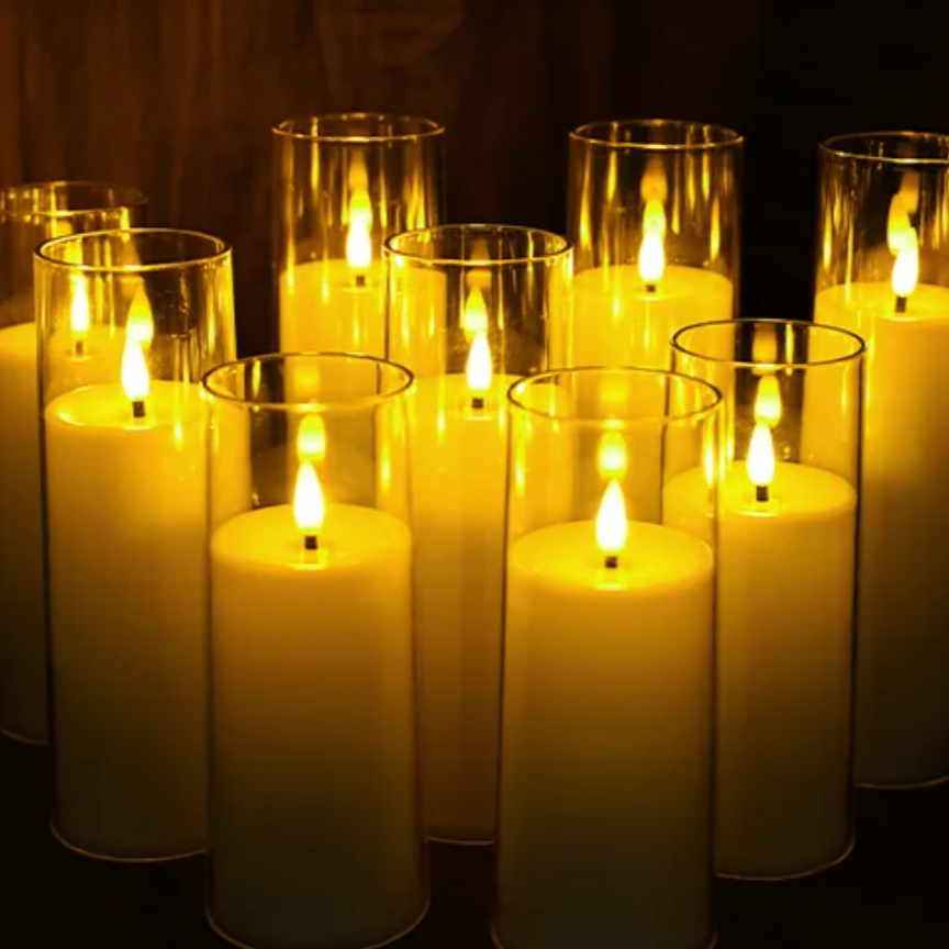Flameless Acrylic LED Candle 9-Piece Set